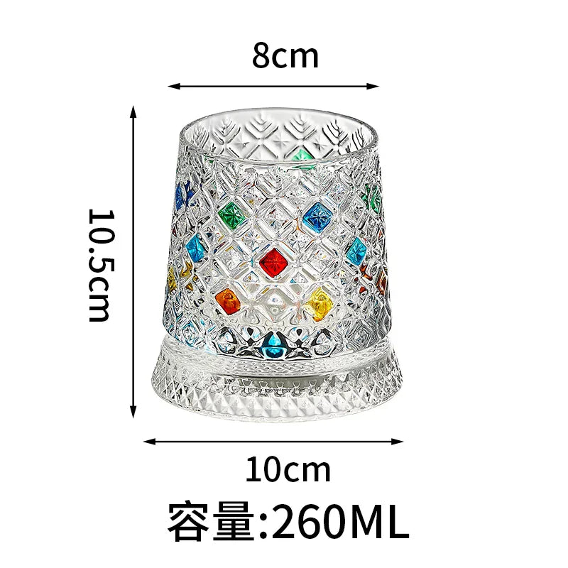 Rotating Whiskey Glass with Glass Base – 360° Crystal Cocktail Glass