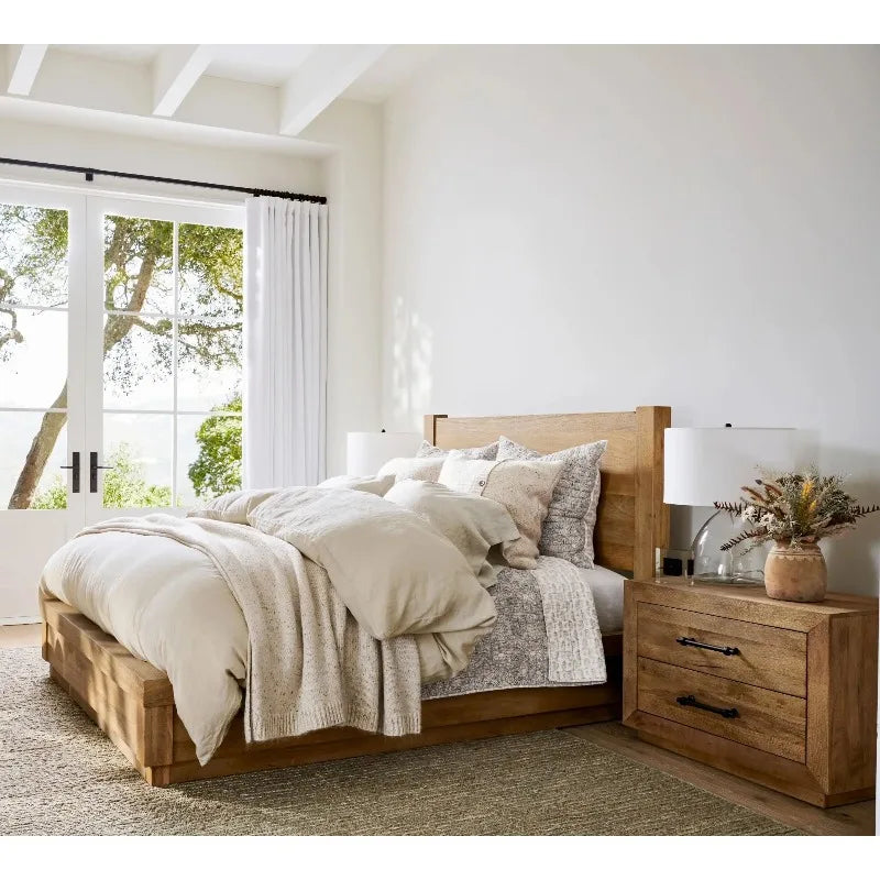 32" Oak Wood Nightstand – Bedside Table for Bedroom & Living Room