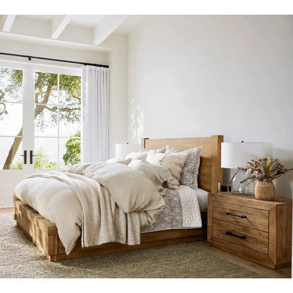 32" Oak Wood Nightstand – Bedside Table for Bedroom & Living Room