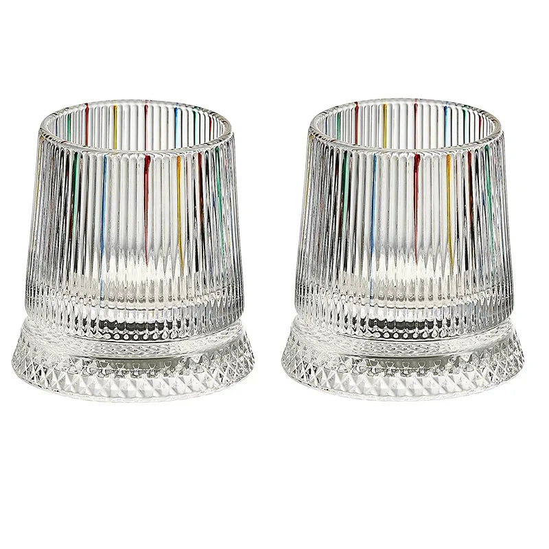 Rotating Whiskey Glass with Glass Base – 360° Crystal Cocktail Glass