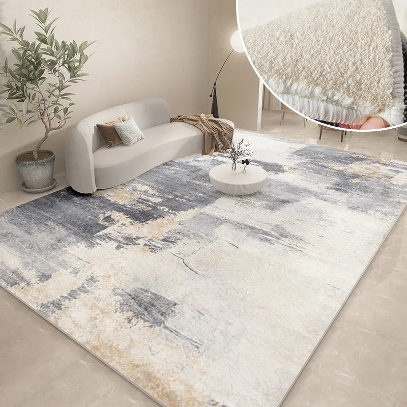Abstract Plush Area Rug – Grey Thickened Bedroom & Lounge Carpet