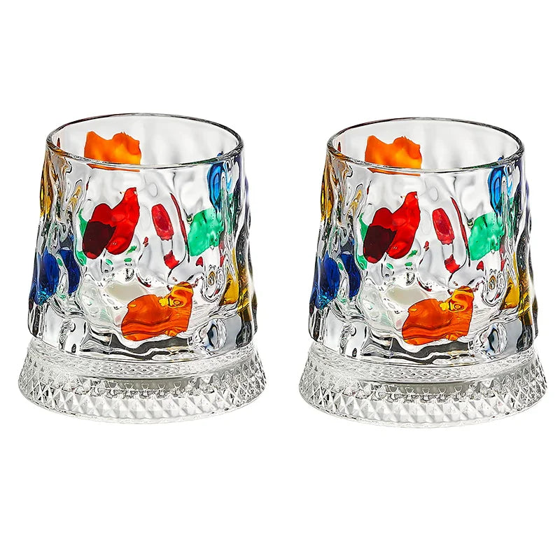Rotating Whiskey Glass with Glass Base – 360° Crystal Cocktail Glass