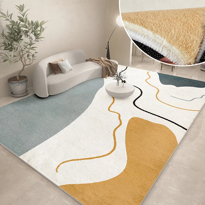 Abstract Plush Area Rug – Grey Thickened Bedroom & Lounge Carpet