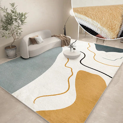 Abstract Plush Area Rug – Grey Thickened Bedroom & Lounge Carpet