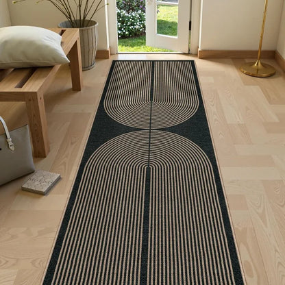 Geometric Runner Rug – Minimalist Coil Pattern Hallway & Bedroom Mat