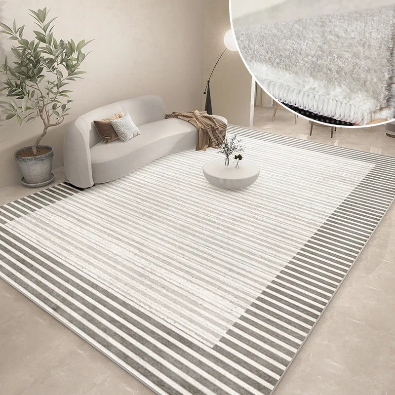 Abstract Plush Area Rug – Grey Thickened Bedroom & Lounge Carpet