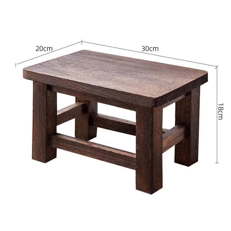 Solid Wood Compact Stool – Minimalist Shoe Bench for Hallway & Bedroom