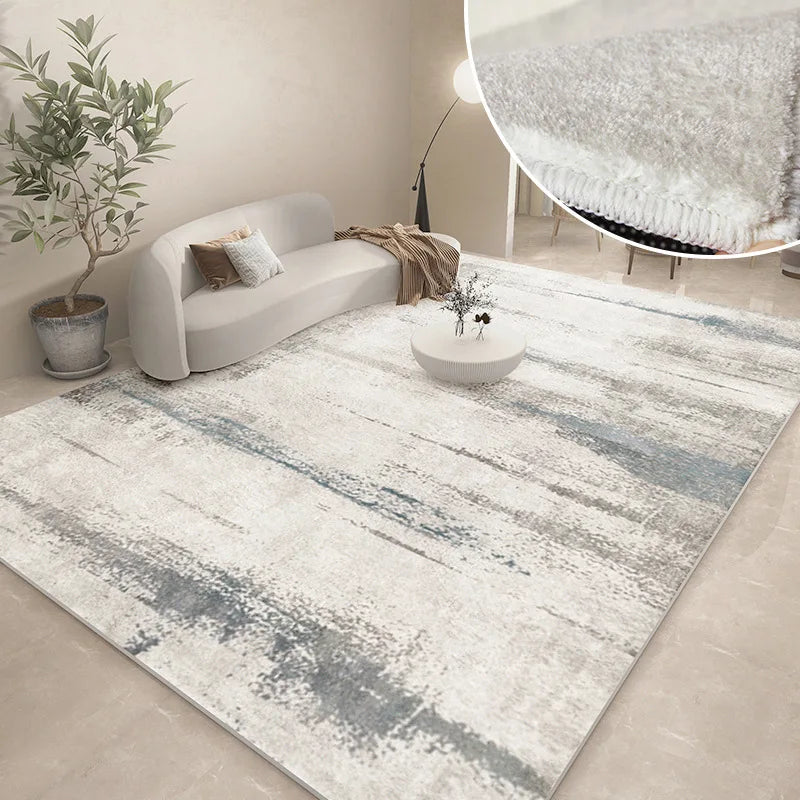 Abstract Plush Area Rug – Grey Thickened Bedroom & Lounge Carpet