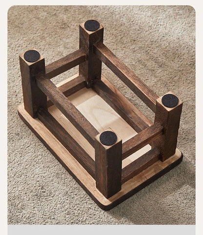 Solid Wood Compact Stool – Minimalist Shoe Bench for Hallway & Bedroom