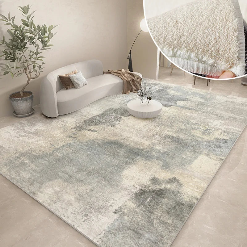 Abstract Plush Area Rug – Grey Thickened Bedroom & Lounge Carpet