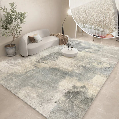 Abstract Plush Area Rug – Grey Thickened Bedroom & Lounge Carpet