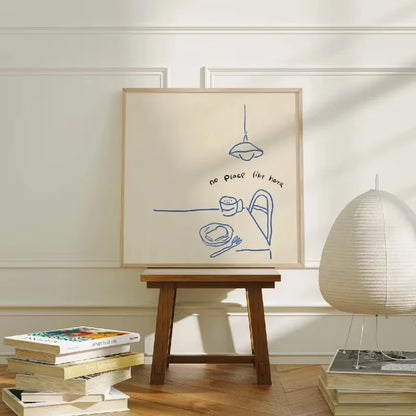 Folk Line Kitchen Wall Art – Minimalist Canvas Print for Home Décor