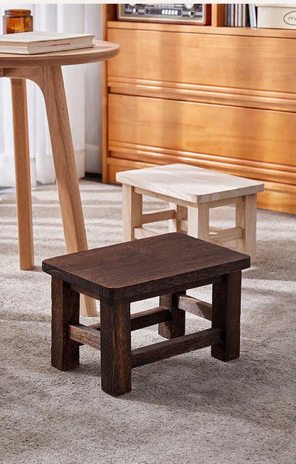 Solid Wood Compact Stool – Minimalist Shoe Bench for Hallway & Bedroom