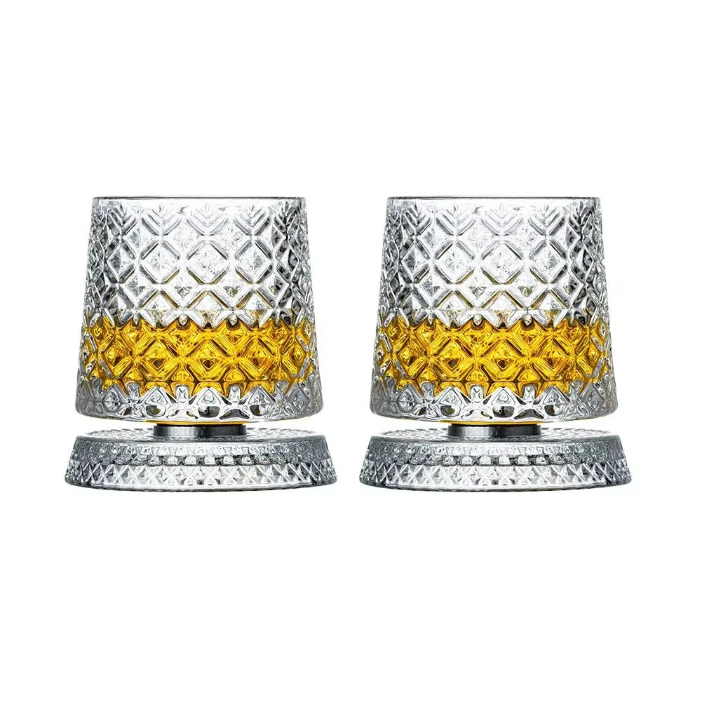 Rotating Whiskey Glasses – Set of 2 | Crystal Cocktail Gift