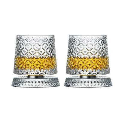 Rotating Whiskey Glasses – Set of 2 | Crystal Cocktail Gift