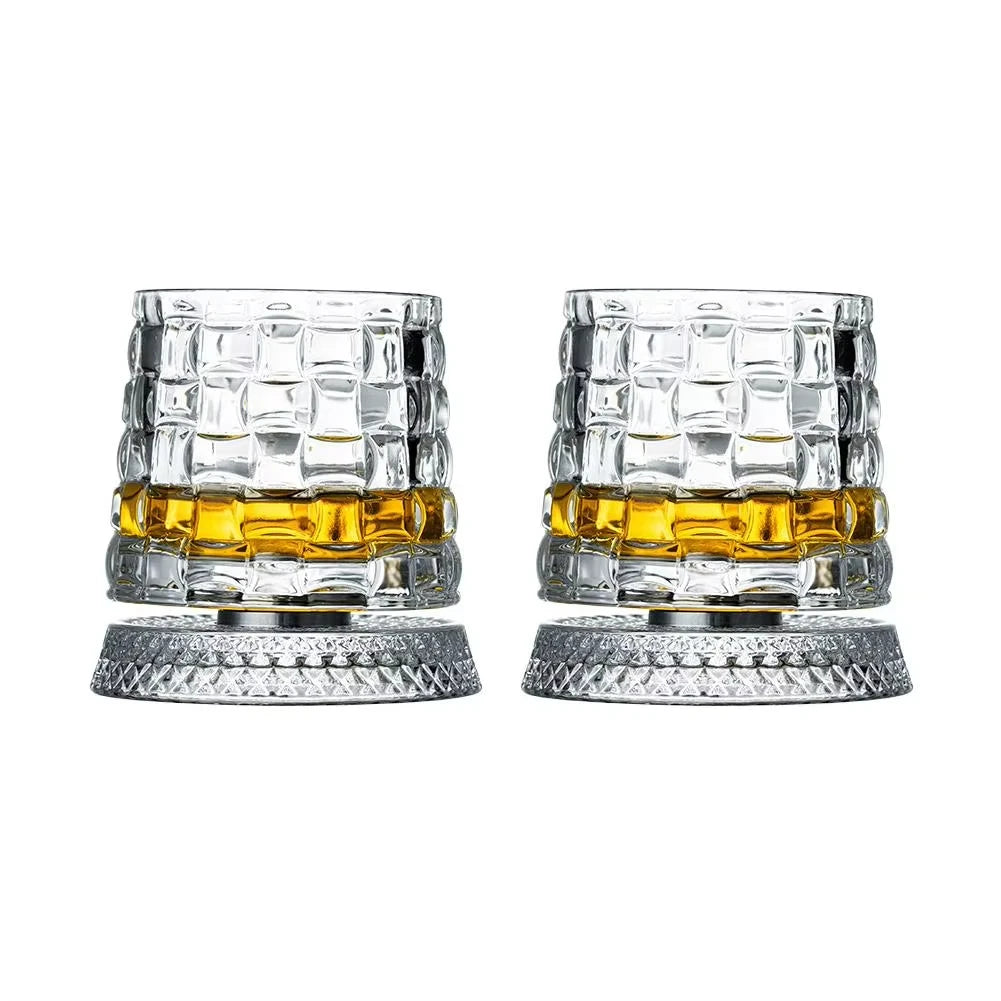 Rotating Whiskey Glasses – Set of 2 | Crystal Cocktail Gift