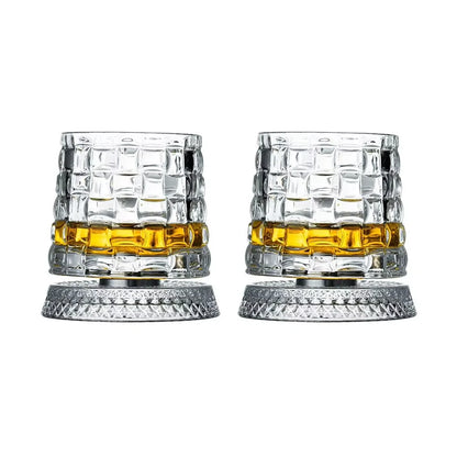 Rotating Whiskey Glasses – Set of 2 | Crystal Cocktail Gift