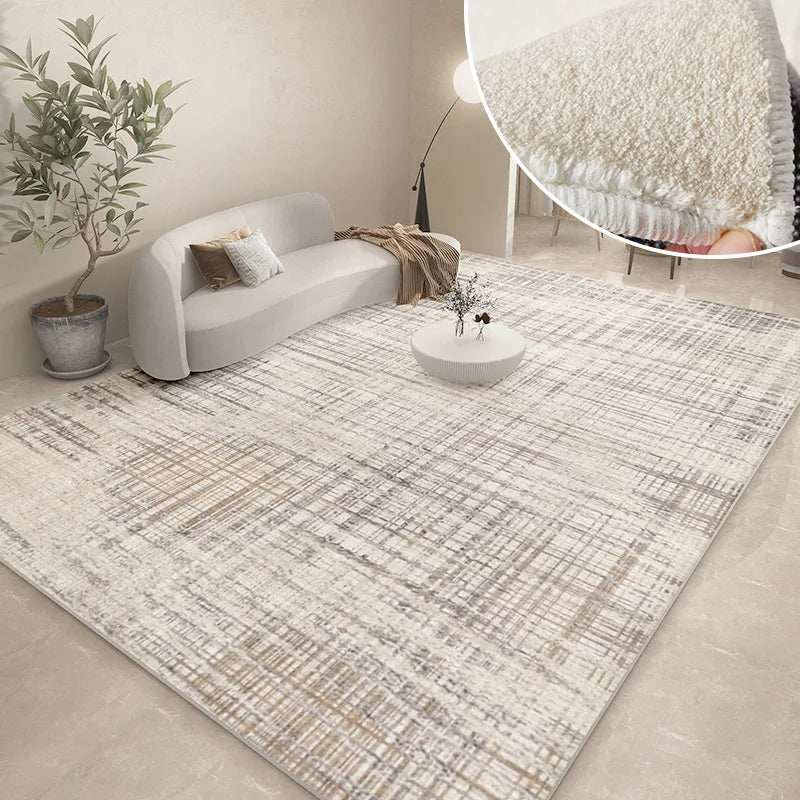 Abstract Plush Area Rug – Grey Thickened Bedroom & Lounge Carpet