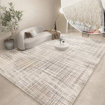 Abstract Plush Area Rug – Grey Thickened Bedroom & Lounge Carpet