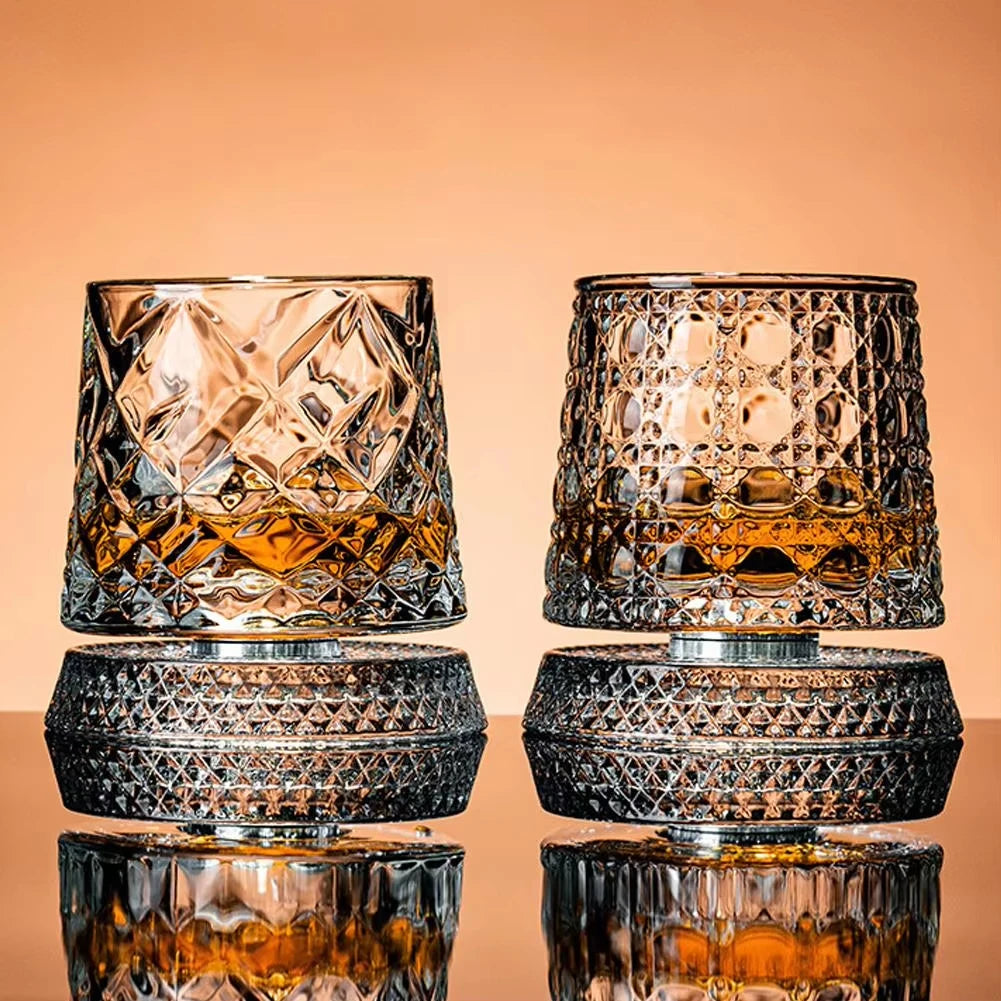 Rotating Whiskey Glasses – Set of 2 | Crystal Cocktail Gift