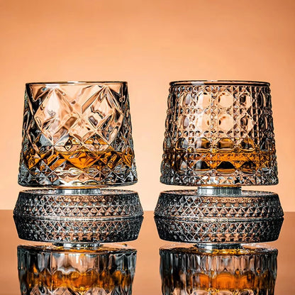 Rotating Whiskey Glasses – Set of 2 | Crystal Cocktail Gift