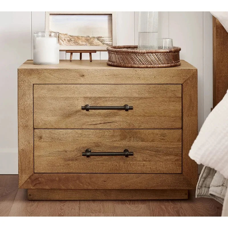 32" Oak Wood Nightstand – Bedside Table for Bedroom & Living Room