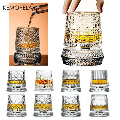 Rotating Whiskey Glasses – Set of 2 | Crystal Cocktail Gift