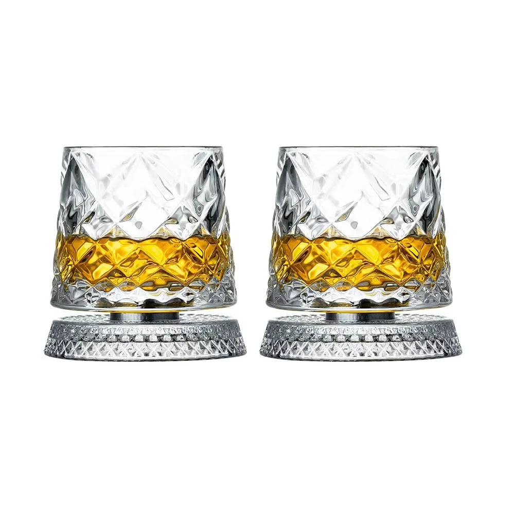 Rotating Whiskey Glasses – Set of 2 | Crystal Cocktail Gift