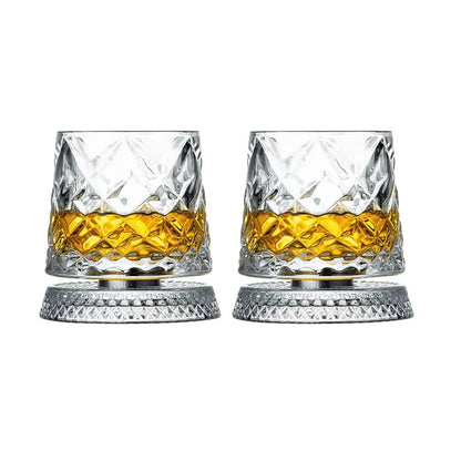 Rotating Whiskey Glasses – Set of 2 | Crystal Cocktail Gift
