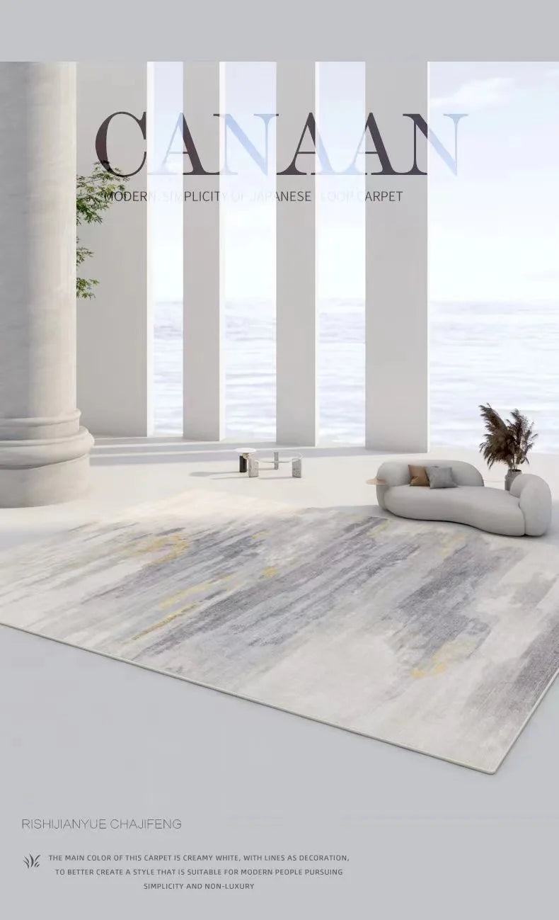 Abstract Plush Area Rug – Grey Thickened Bedroom & Lounge Carpet