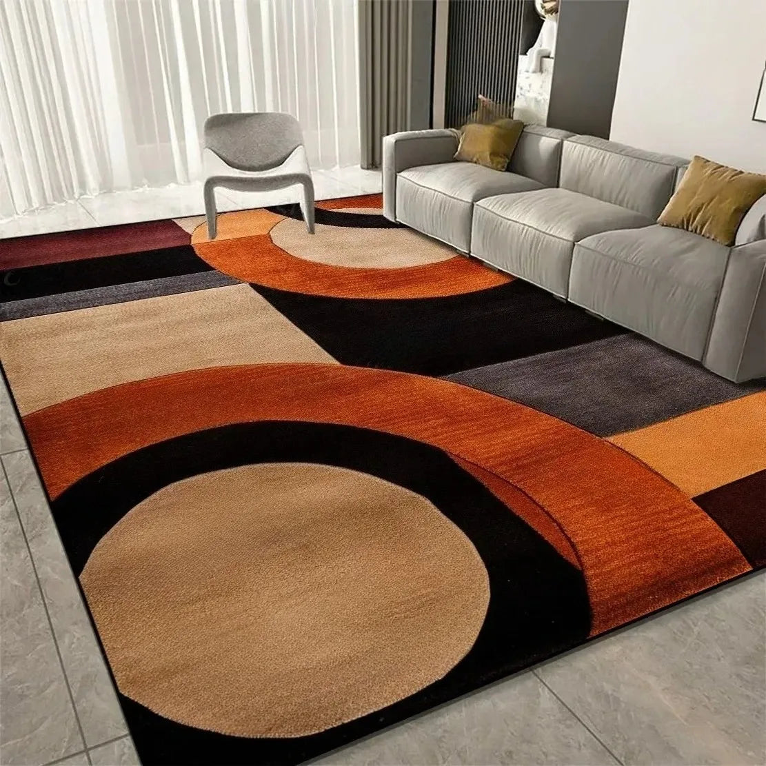 Modern Curve Rug & Carpet Non-Slip Mat for Living Room Bedroom Kitchen Orange Black Beige Durable Floor Rugs Home Decor Carpets