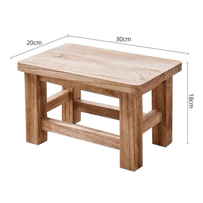Solid Wood Compact Stool – Minimalist Shoe Bench for Hallway & Bedroom