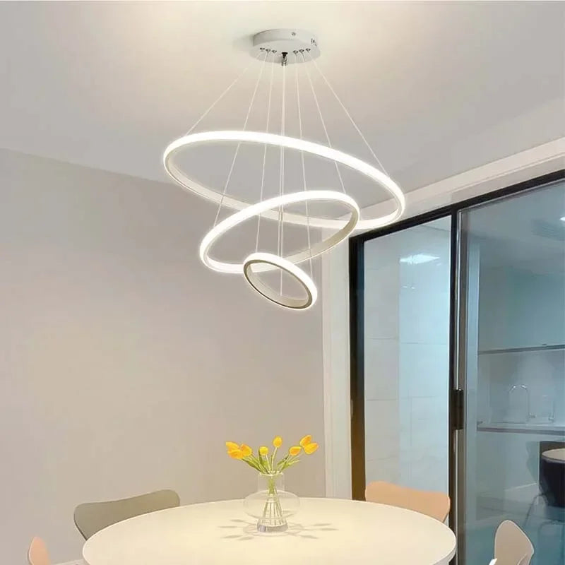 Modern LED Ring Chandelier – Pendant Light for Dining Room & Bedroom