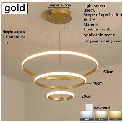Modern LED Ring Chandelier – Pendant Light for Dining Room & Bedroom