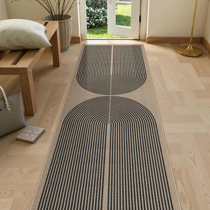 Geometric Runner Rug – Minimalist Coil Pattern Hallway & Bedroom Mat