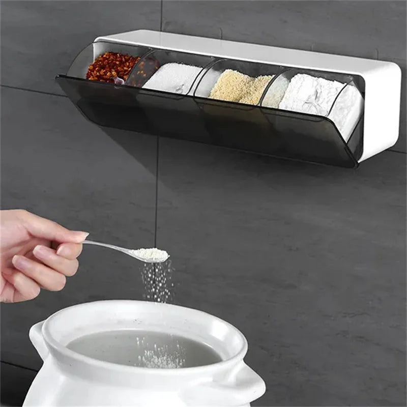 4-in-1 Wall-Mounted Spice Organiser – Kitchen Seasoning Storage Set