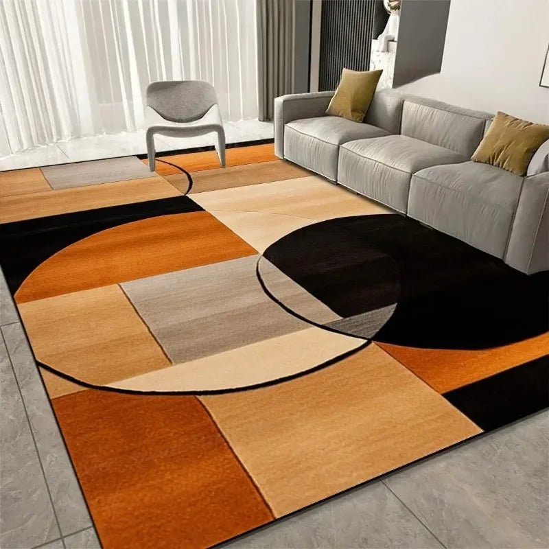 Modern Curve Rug & Carpet Non-Slip Mat for Living Room Bedroom Kitchen Orange Black Beige Durable Floor Rugs Home Decor Carpets