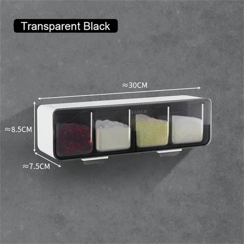 4-in-1 Wall-Mounted Spice Organiser – Kitchen Seasoning Storage Set