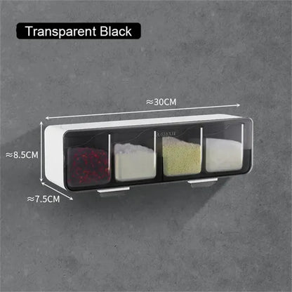 4-in-1 Wall-Mounted Spice Organiser – Kitchen Seasoning Storage Set