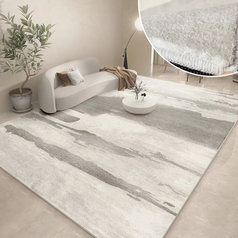 Abstract Plush Area Rug – Grey Thickened Bedroom & Lounge Carpet