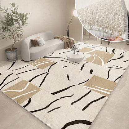 Abstract Plush Area Rug – Grey Thickened Bedroom & Lounge Carpet