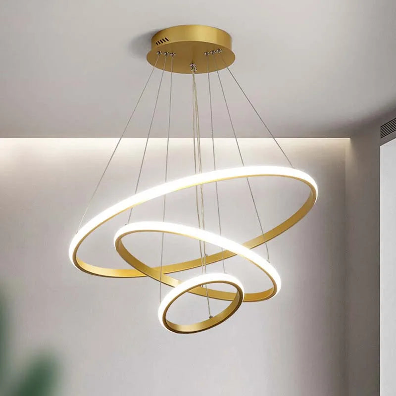 Modern LED Ring Chandelier – Pendant Light for Dining Room & Bedroom