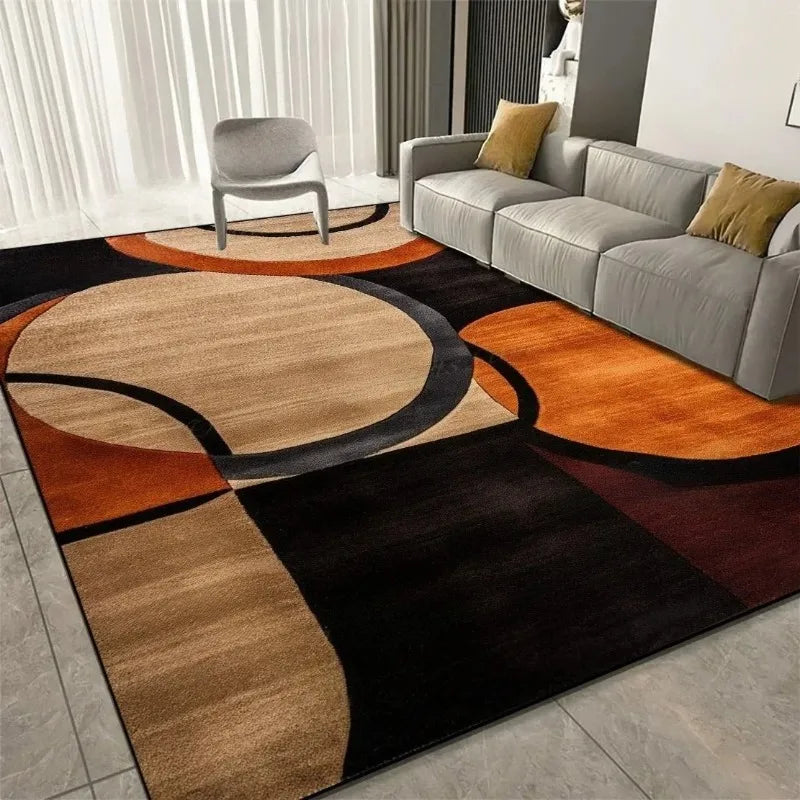 Modern Curve Rug & Carpet Non-Slip Mat for Living Room Bedroom Kitchen Orange Black Beige Durable Floor Rugs Home Decor Carpets