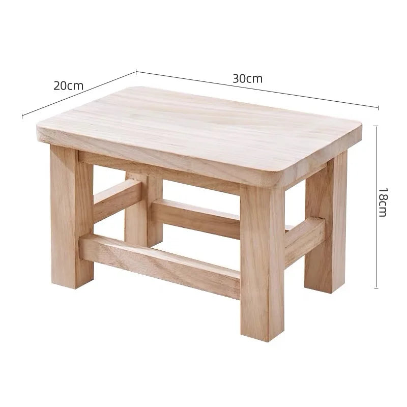 Solid Wood Compact Stool – Minimalist Shoe Bench for Hallway & Bedroom