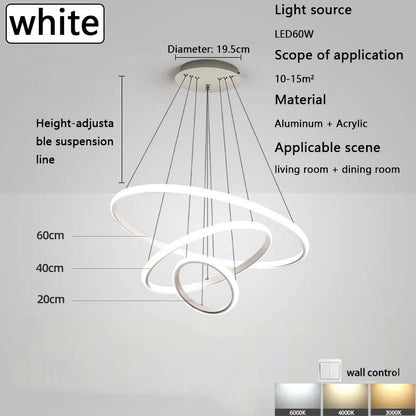 Modern LED Ring Chandelier – Pendant Light for Dining Room & Bedroom