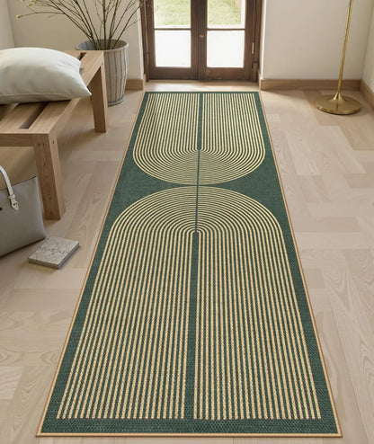 Geometric Runner Rug – Minimalist Coil Pattern Hallway & Bedroom Mat