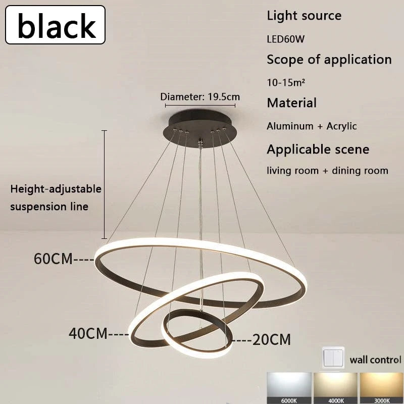 Modern LED Ring Chandelier – Pendant Light for Dining Room & Bedroom