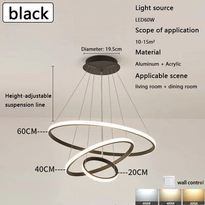 Modern LED Ring Chandelier – Pendant Light for Dining Room & Bedroom