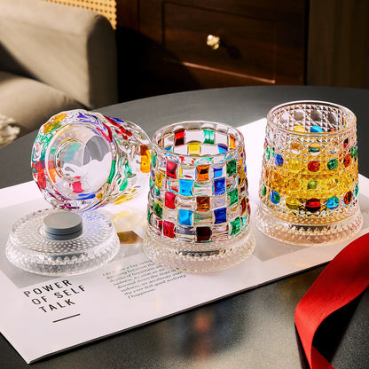 Rotating Whiskey Glass with Glass Base – 360° Crystal Cocktail Glass