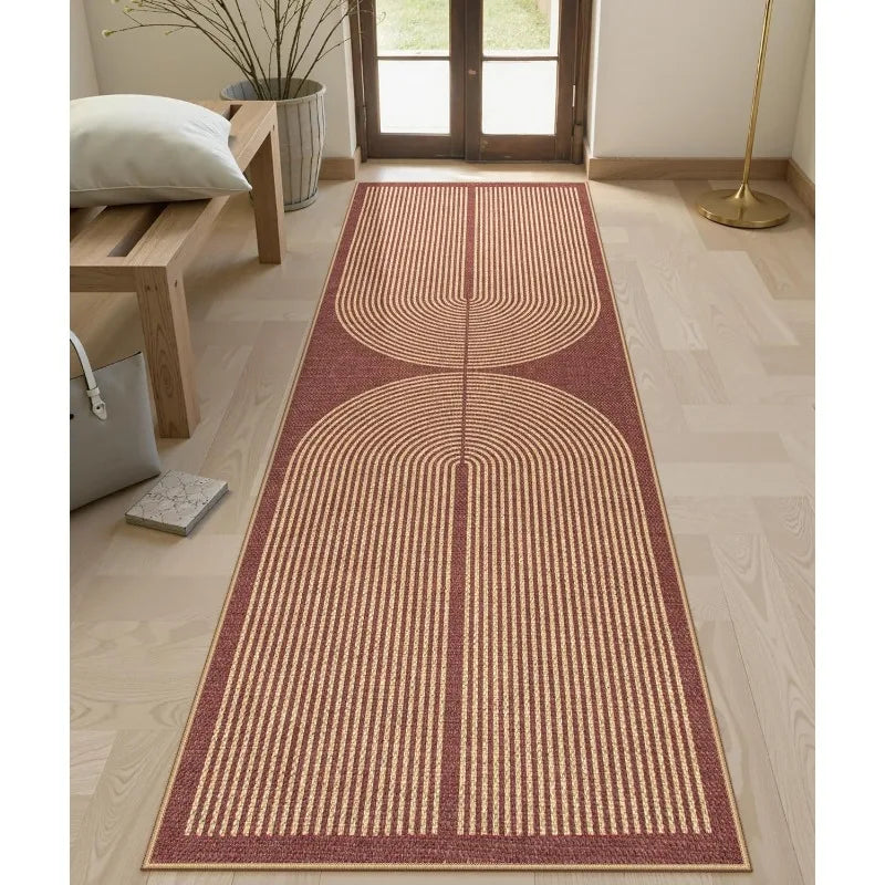 Geometric Runner Rug – Minimalist Coil Pattern Hallway & Bedroom Mat